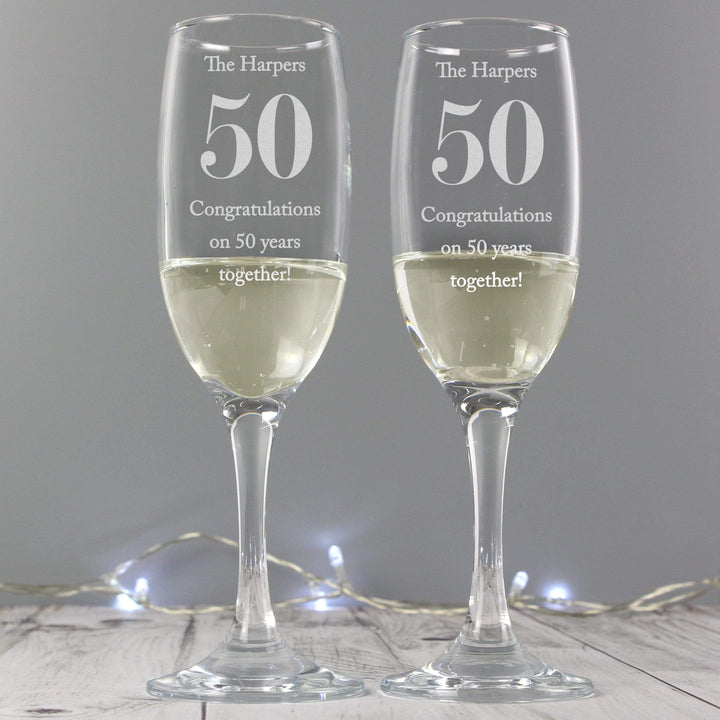 Personalised Memento Glasses &amp; Barware Personalised Anniversary Pair of Flutes with Gift Box