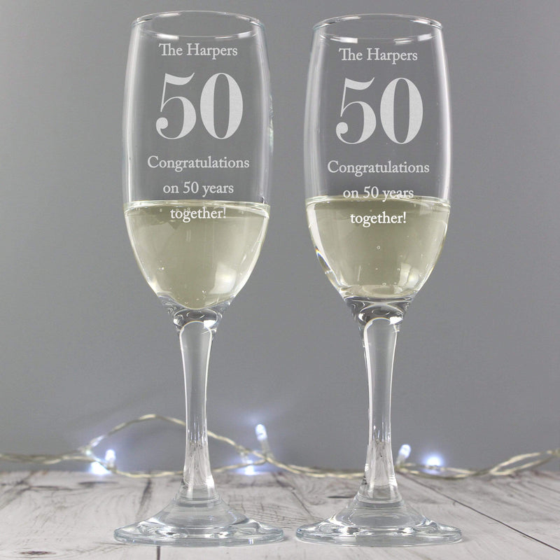 Personalised Memento Glasses & Barware Personalised Anniversary Pair of Flutes with Gift Box