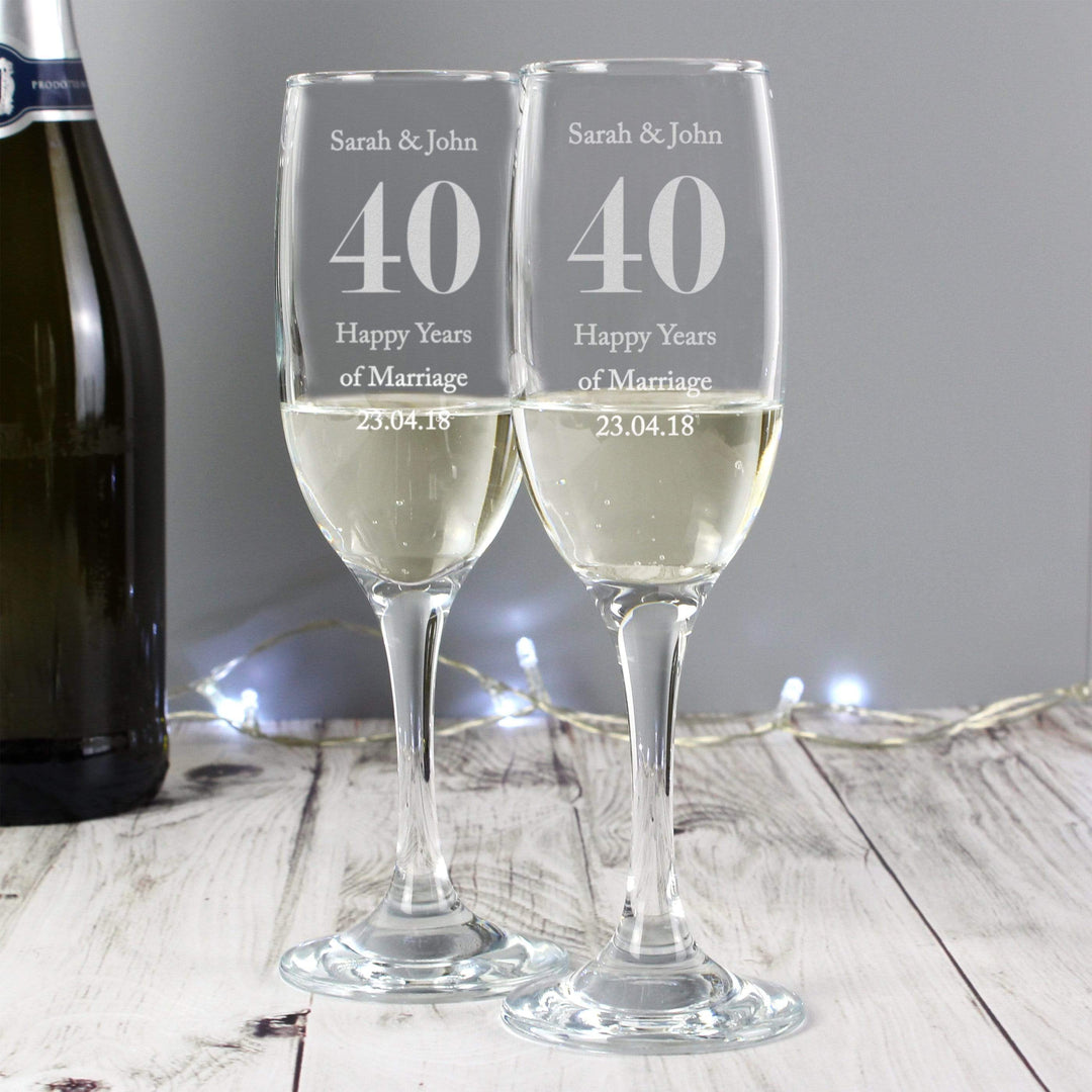 Personalised Memento Glasses &amp; Barware Personalised Anniversary Pair of Flutes with Gift Box