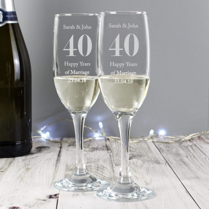 Personalised Memento Glasses &amp; Barware Personalised Anniversary Pair of Flutes with Gift Box