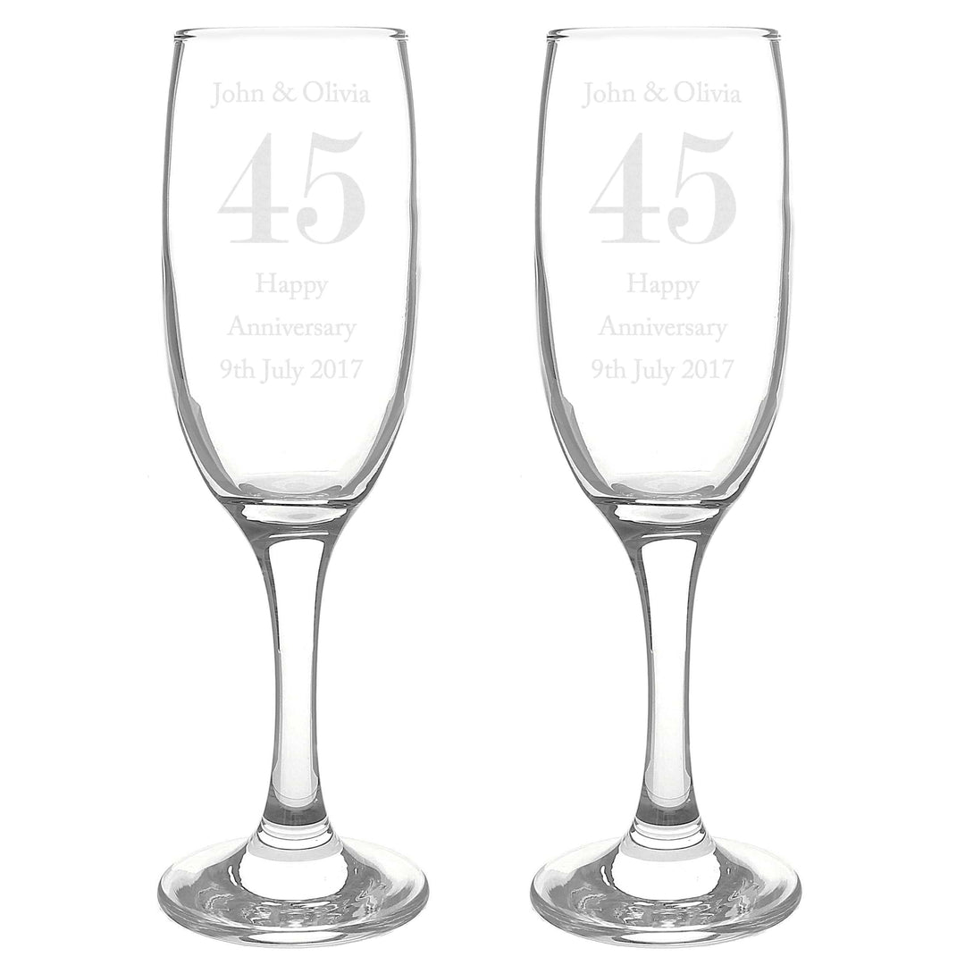 Personalised Memento Glasses &amp; Barware Personalised Anniversary Pair of Flutes with Gift Box