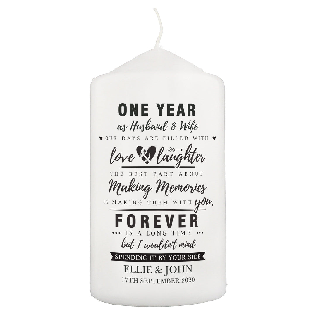 Personalised Memento Candles &amp; Reed Diffusers Personalised Anniversary Pillar Candle