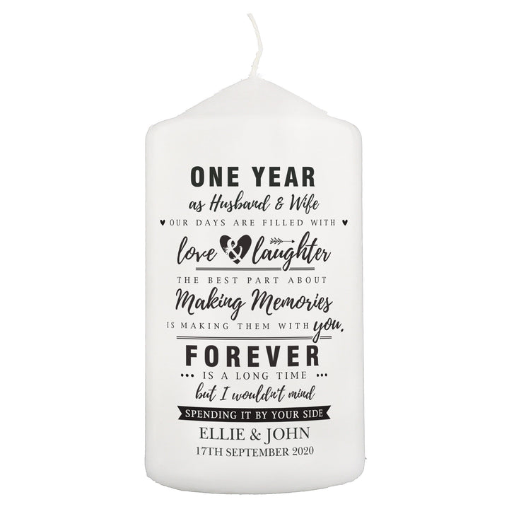 Personalised Memento Candles &amp; Reed Diffusers Personalised Anniversary Pillar Candle