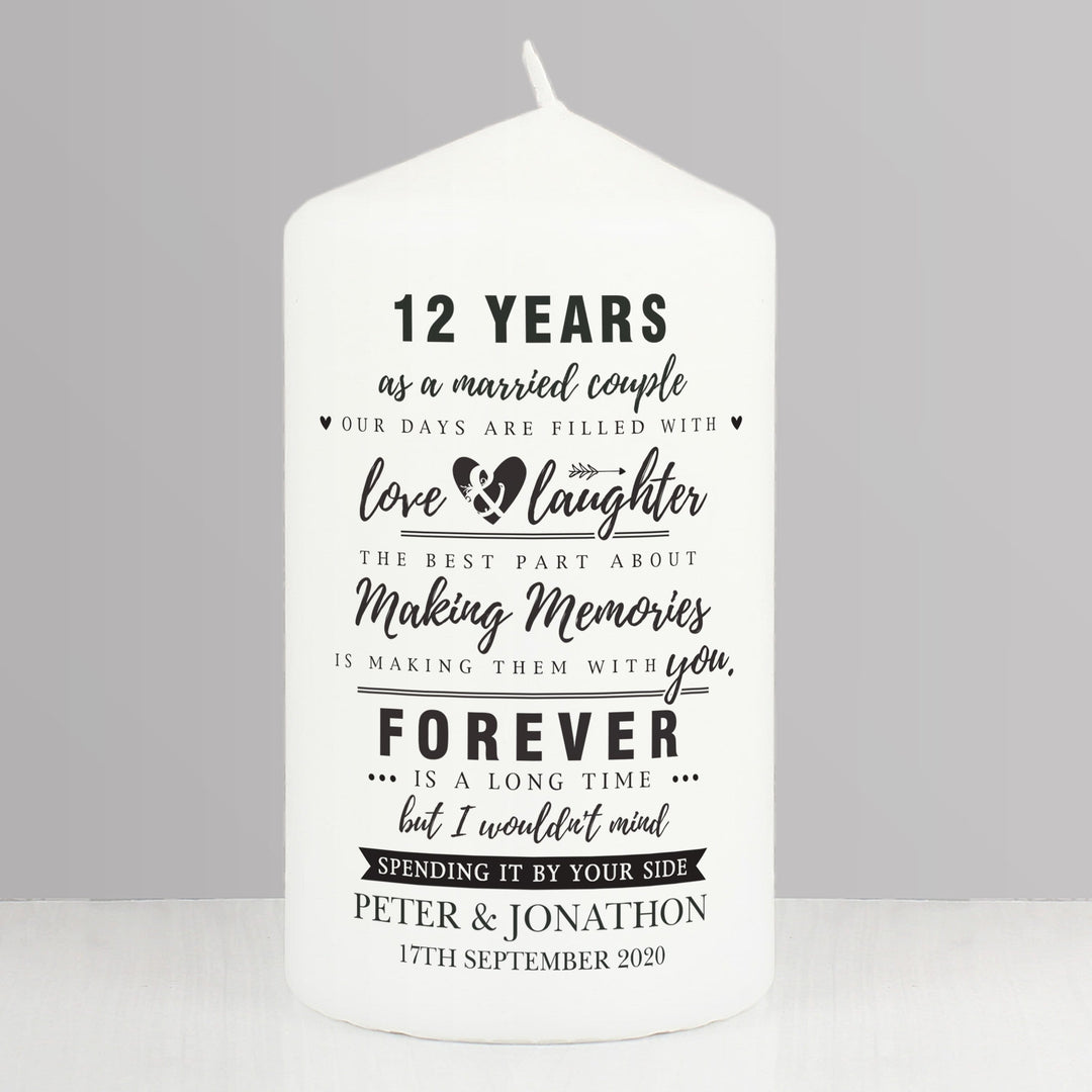 Personalised Memento Candles &amp; Reed Diffusers Personalised Anniversary Pillar Candle