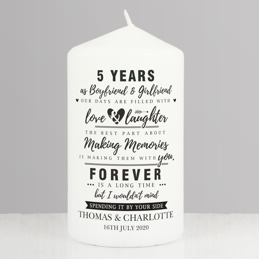 Personalised Memento Candles &amp; Reed Diffusers Personalised Anniversary Pillar Candle