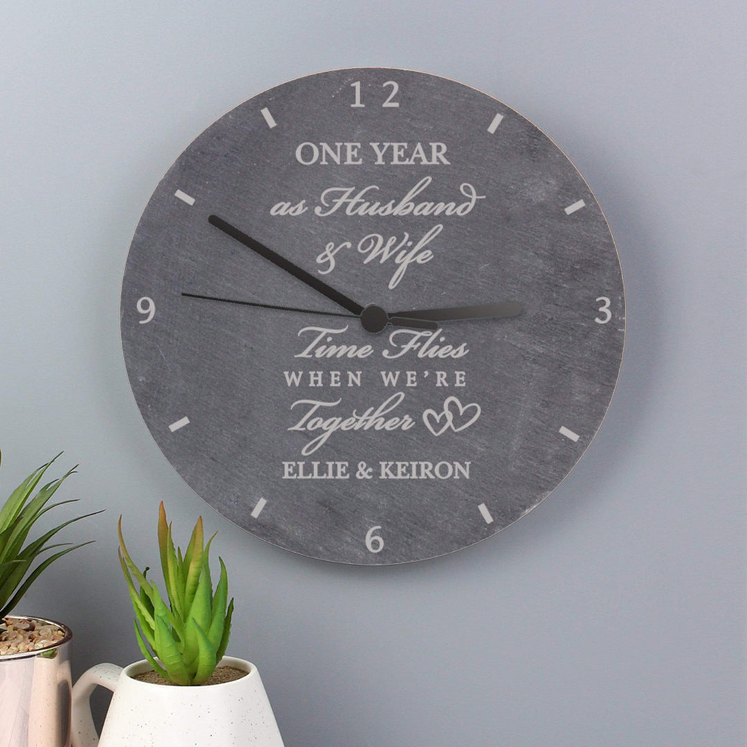 Personalised Memento Clocks &amp; Watches Personalised Anniversary Slate Clock