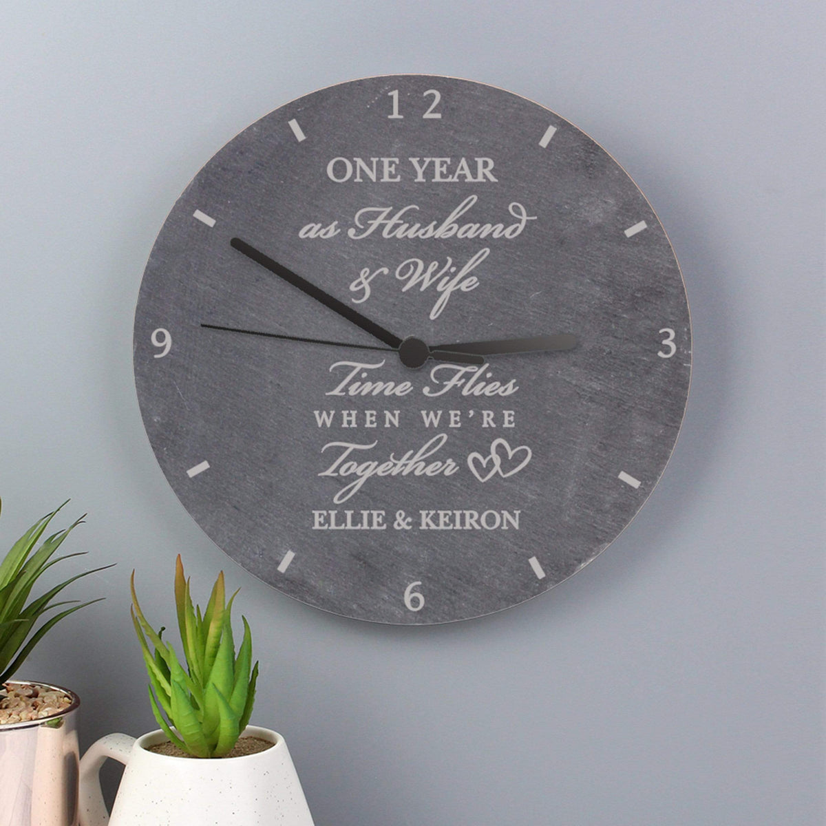 Personalised Memento Clocks & Watches Personalised Anniversary Slate Clock