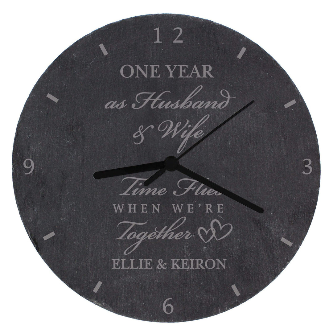Personalised Memento Clocks &amp; Watches Personalised Anniversary Slate Clock
