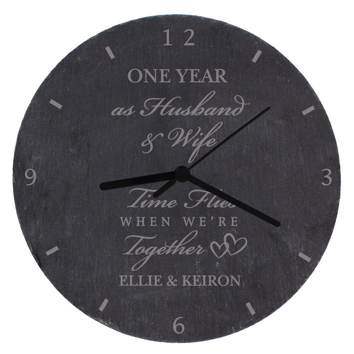 Personalised Memento Clocks &amp; Watches Personalised Anniversary Slate Clock