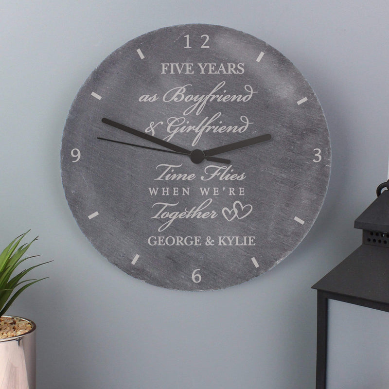 Personalised Memento Clocks & Watches Personalised Anniversary Slate Clock