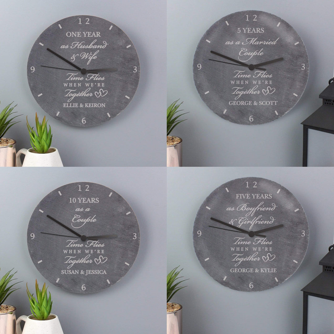 Personalised Memento Clocks &amp; Watches Personalised Anniversary Slate Clock
