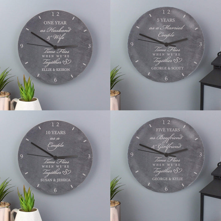 Personalised Memento Clocks &amp; Watches Personalised Anniversary Slate Clock