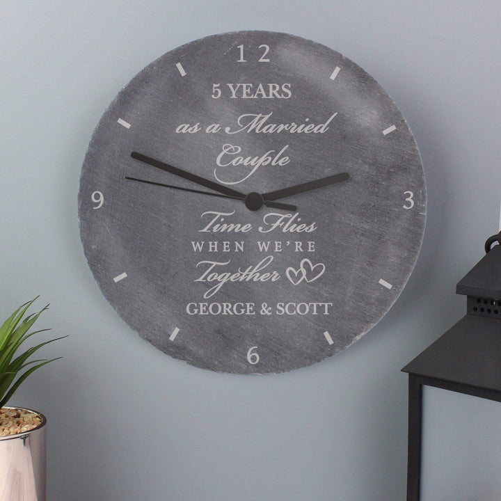 Personalised Memento Clocks &amp; Watches Personalised Anniversary Slate Clock
