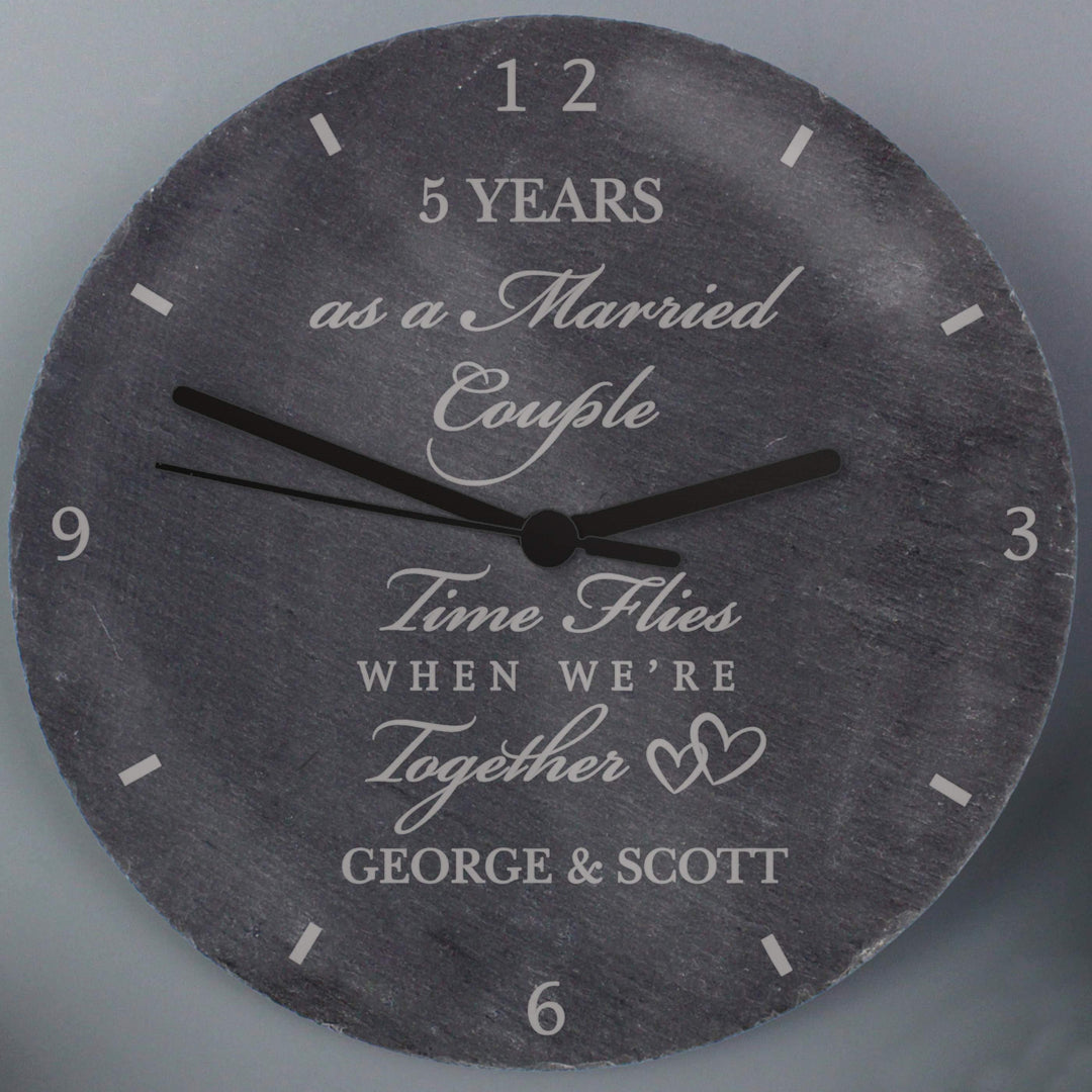 Personalised Memento Clocks &amp; Watches Personalised Anniversary Slate Clock
