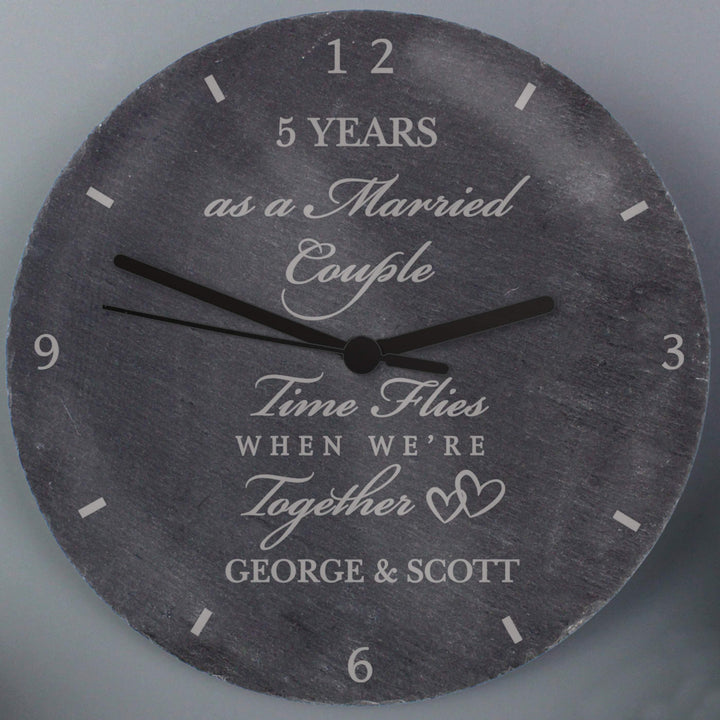 Personalised Memento Clocks &amp; Watches Personalised Anniversary Slate Clock