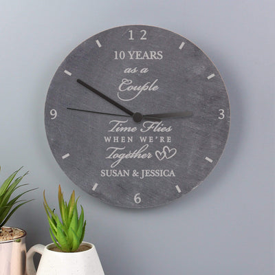 Personalised Memento Clocks & Watches Personalised Anniversary Slate Clock