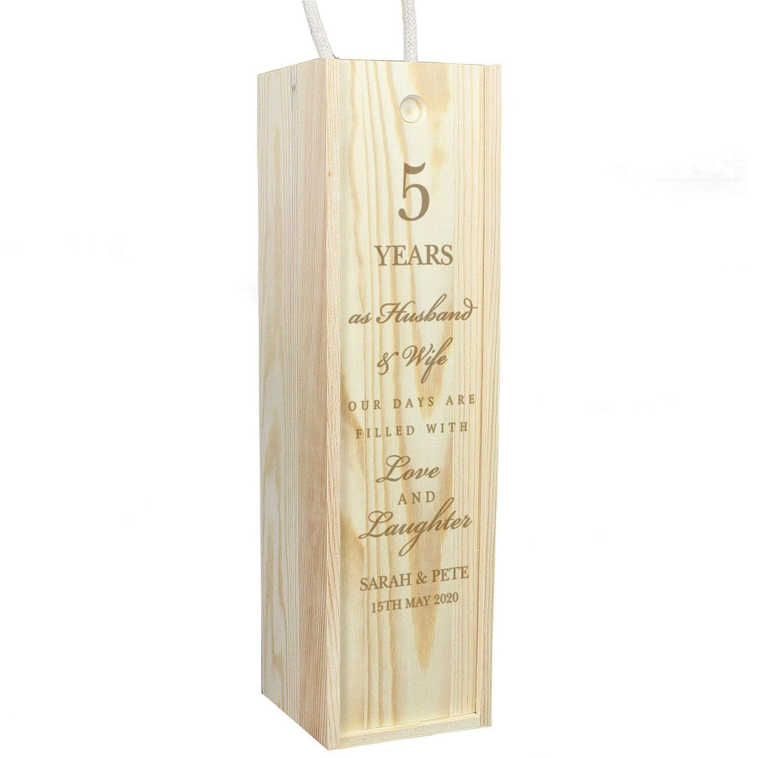 Personalised Memento Glasses &amp; Barware Personalised Anniversary Wooden Wine Bottle Box