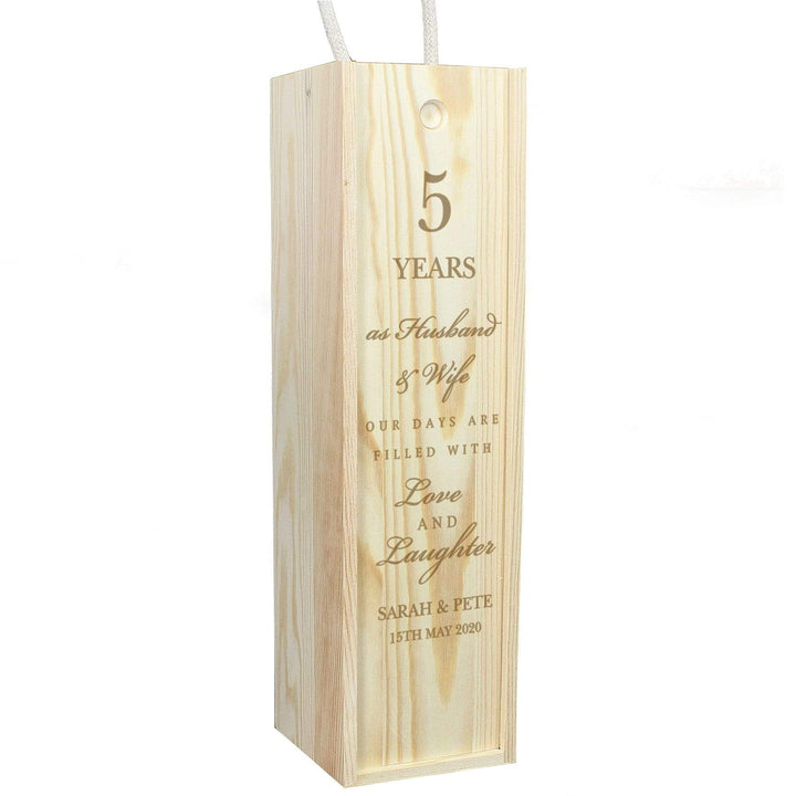 Personalised Memento Glasses &amp; Barware Personalised Anniversary Wooden Wine Bottle Box