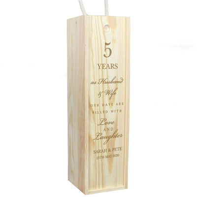 Personalised Memento Glasses & Barware Personalised Anniversary Wooden Wine Bottle Box
