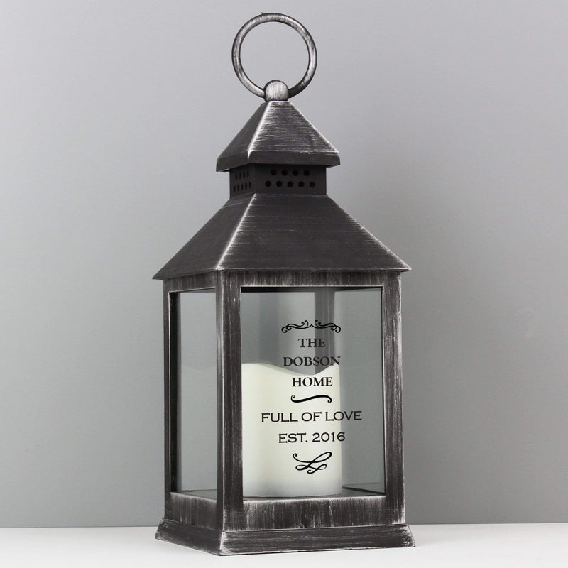 Personalised Memento LED Lights, Candles & Decorations Personalised Antique Scroll Rustic Black Lantern