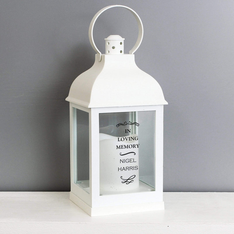 Personalised Memento LED Lights, Candles & Decorations Personalised Antique Scroll White Lantern