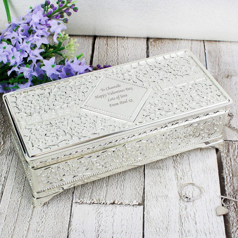 Personalised Memento Personalised Antique Silver Plated Jewellery Box