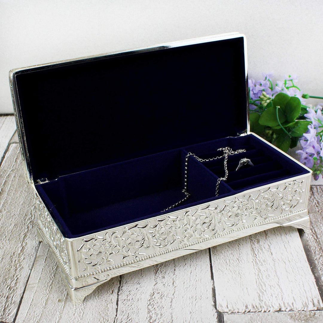 Personalised Memento Personalised Antique Silver Plated Jewellery Box