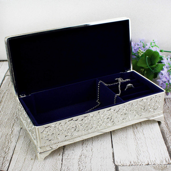 Personalised Memento Personalised Antique Silver Plated Jewellery Box