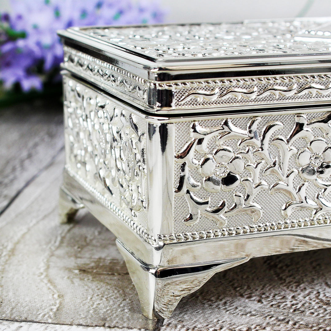 Personalised Memento Personalised Antique Silver Plated Jewellery Box