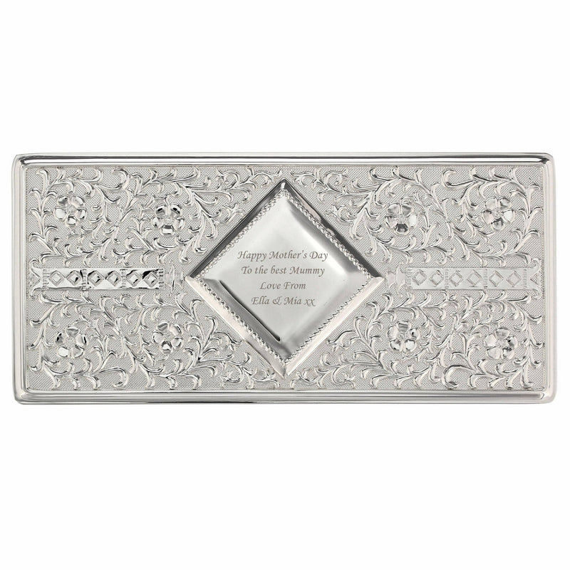 Personalised Memento Personalised Antique Silver Plated Jewellery Box
