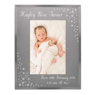 Personalised Memento Photo Frames, Albums and Guestbooks Personalised Any Message 4x6 Diamante Glass Photo Frame