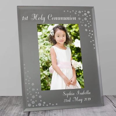 Personalised Memento Photo Frames, Albums and Guestbooks Personalised Any Message 4x6 Diamante Glass Photo Frame