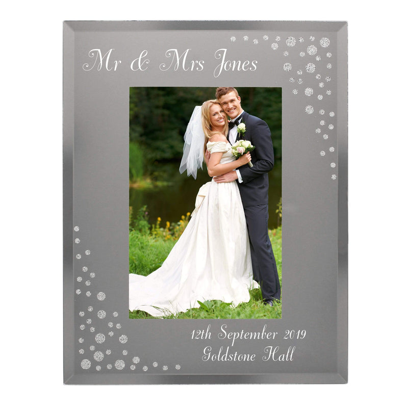 Personalised Memento Photo Frames, Albums and Guestbooks Personalised Any Message 4x6 Diamante Glass Photo Frame