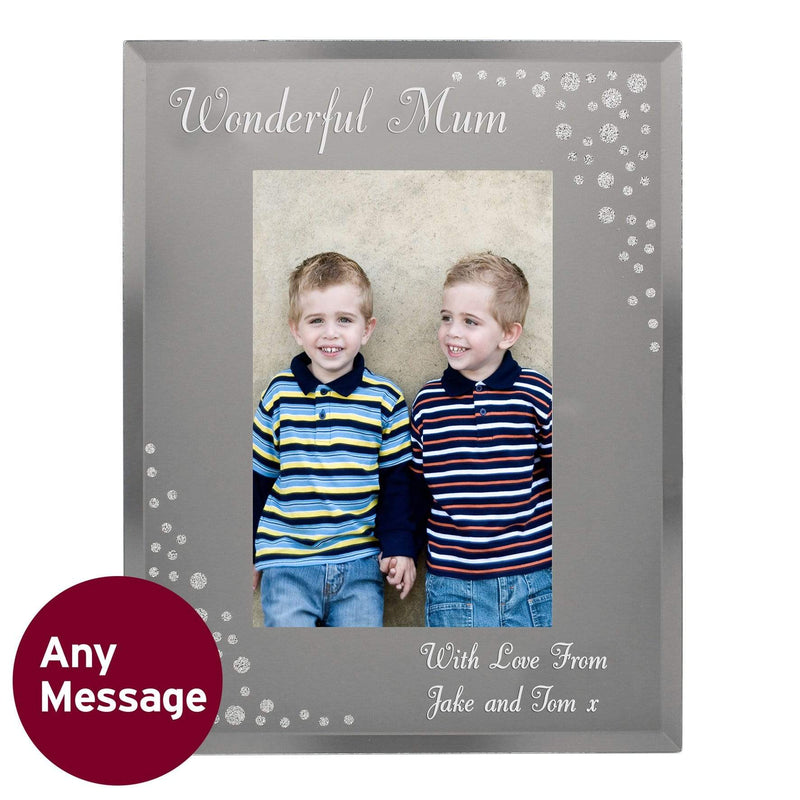 Personalised Memento Photo Frames, Albums and Guestbooks Personalised Any Message 4x6 Diamante Glass Photo Frame