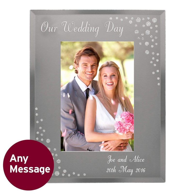 Personalised Memento Photo Frames, Albums and Guestbooks Personalised Any Message 4x6 Diamante Glass Photo Frame