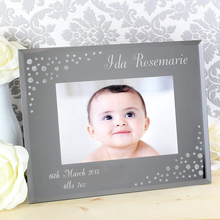 Personalised Memento Photo Frames, Albums and Guestbooks Personalised Any Message 6x4 Landscape Diamante Glass Photo Frame