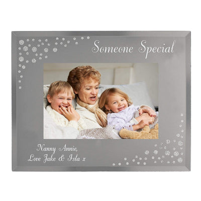 Personalised Memento Photo Frames, Albums and Guestbooks Personalised Any Message 6x4 Landscape Diamante Glass Photo Frame