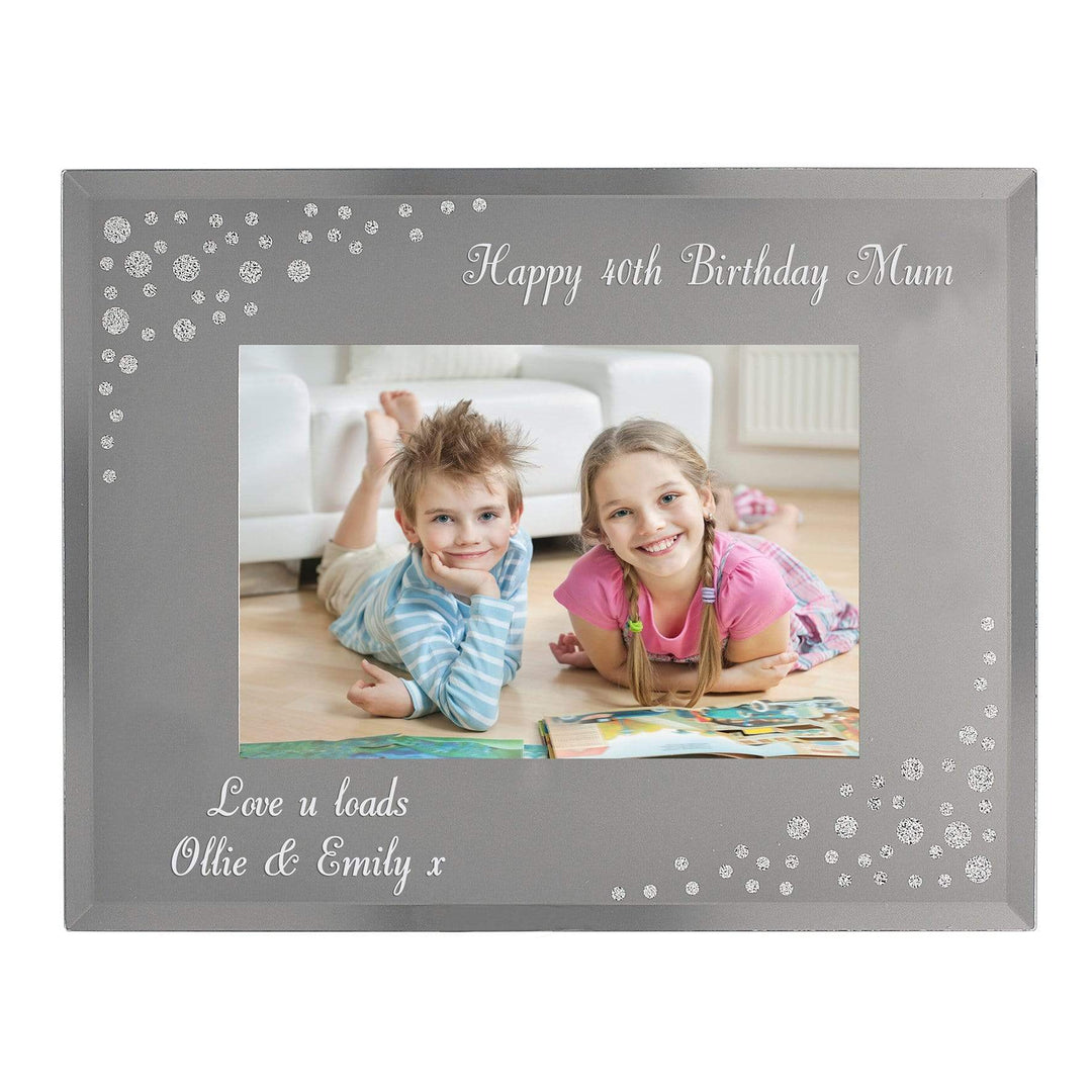 Personalised Memento Photo Frames, Albums and Guestbooks Personalised Any Message 6x4 Landscape Diamante Glass Photo Frame