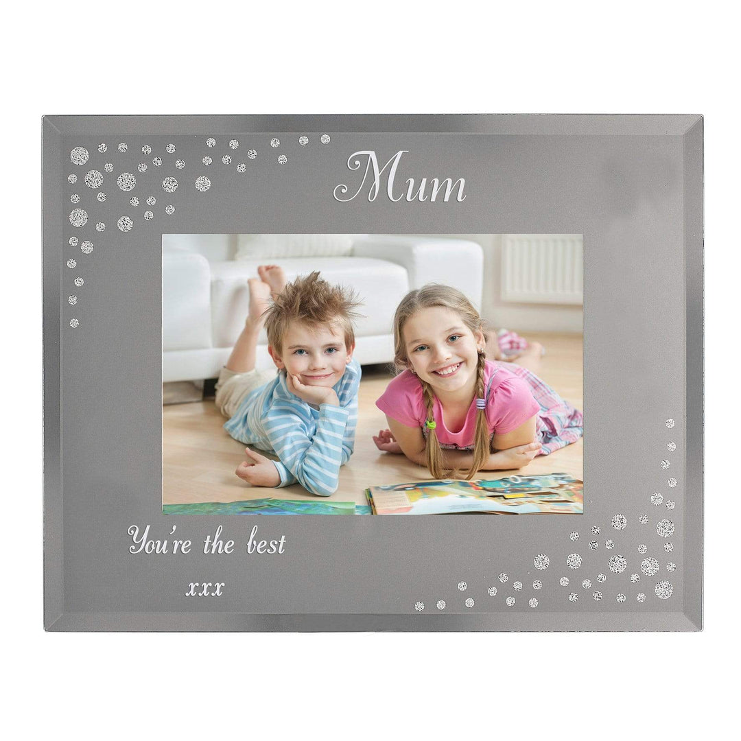 Personalised Memento Photo Frames, Albums and Guestbooks Personalised Any Message 6x4 Landscape Diamante Glass Photo Frame