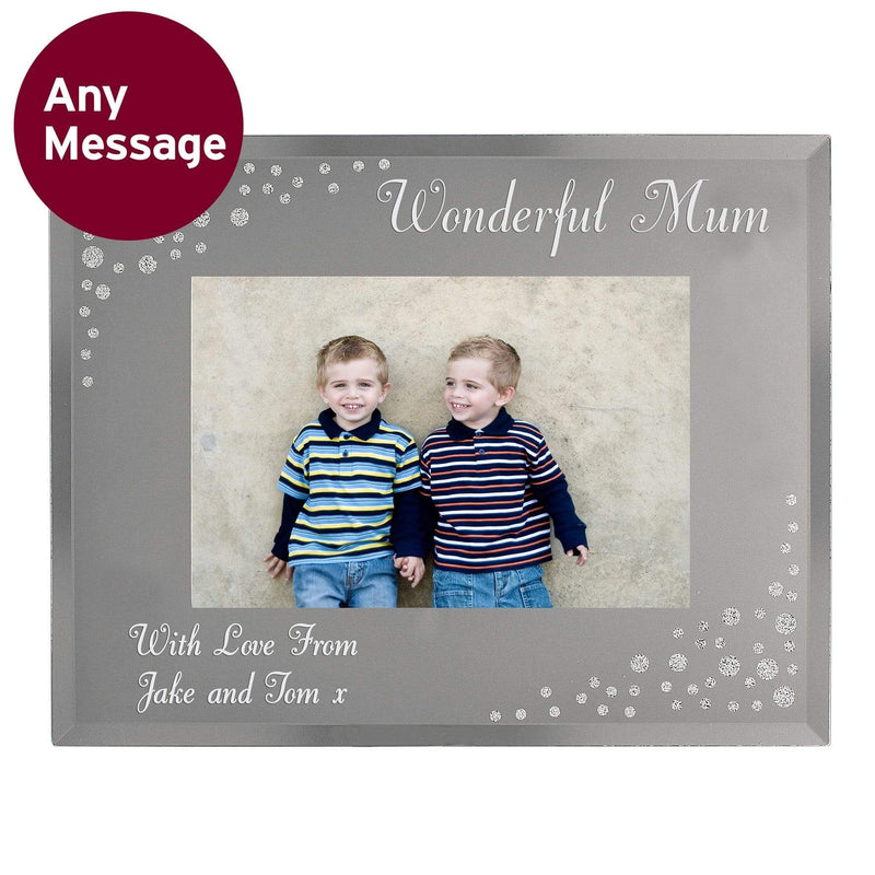 Personalised Memento Photo Frames, Albums and Guestbooks Personalised Any Message 6x4 Landscape Diamante Glass Photo Frame
