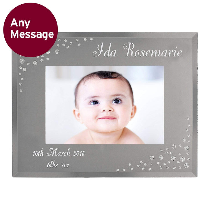 Personalised Memento Photo Frames, Albums and Guestbooks Personalised Any Message 6x4 Landscape Diamante Glass Photo Frame