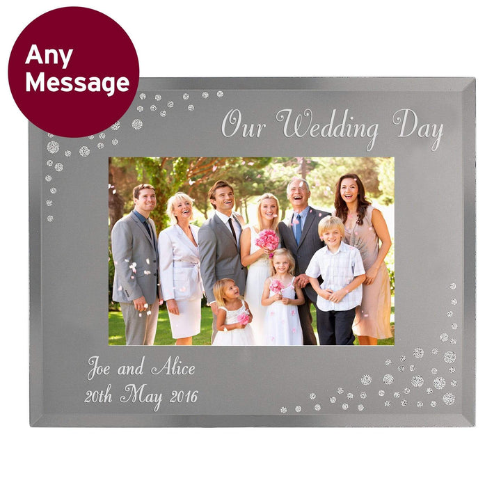 Personalised Memento Photo Frames, Albums and Guestbooks Personalised Any Message 6x4 Landscape Diamante Glass Photo Frame