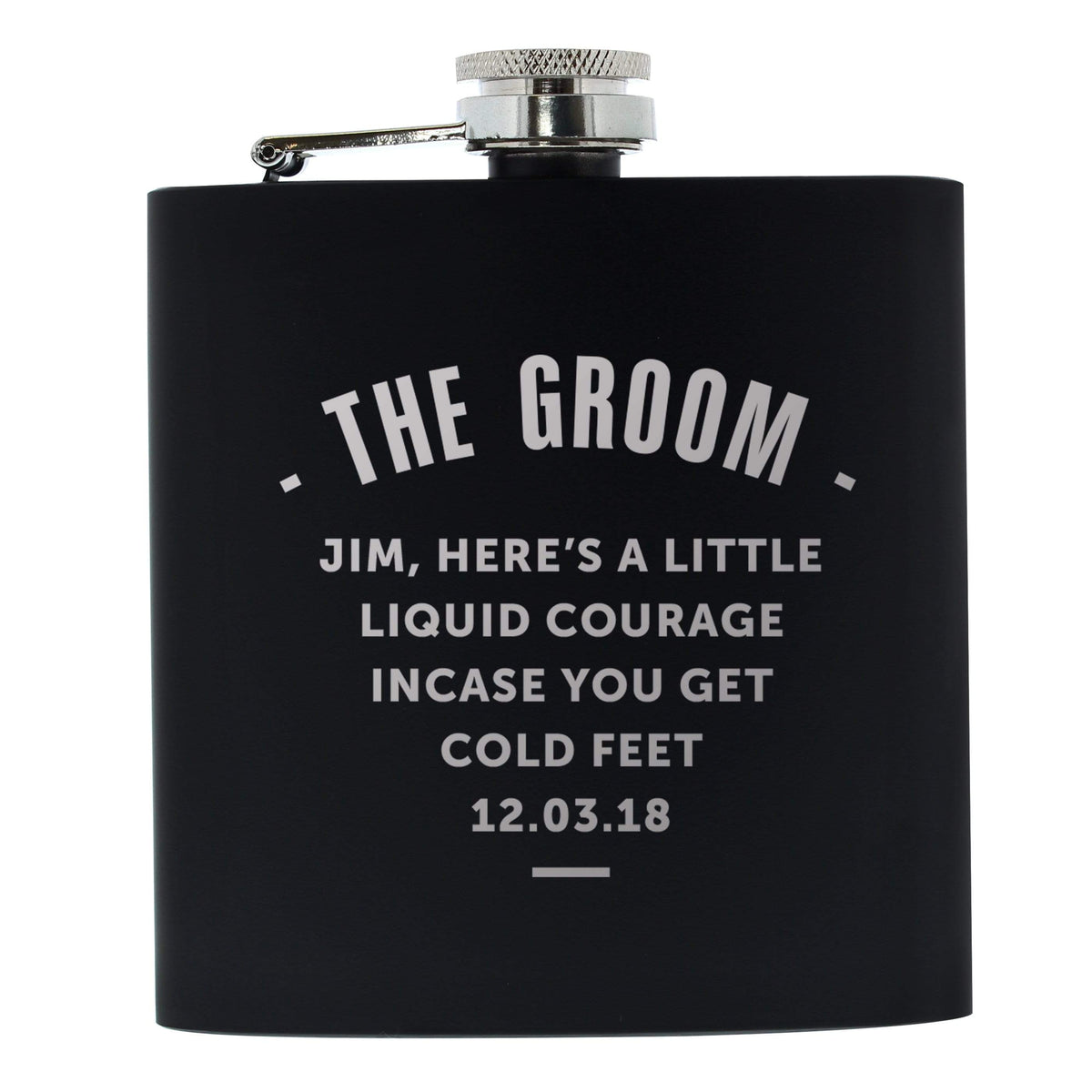 Personalised Memento Glasses & Barware Personalised Any Message Black Hip Flask