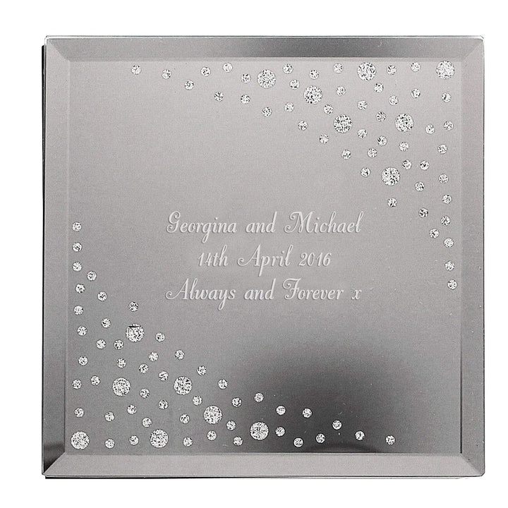 Personalised Memento Trinket, Jewellery &amp; Keepsake Boxes Personalised Any Message Diamante Glass Trinket Box