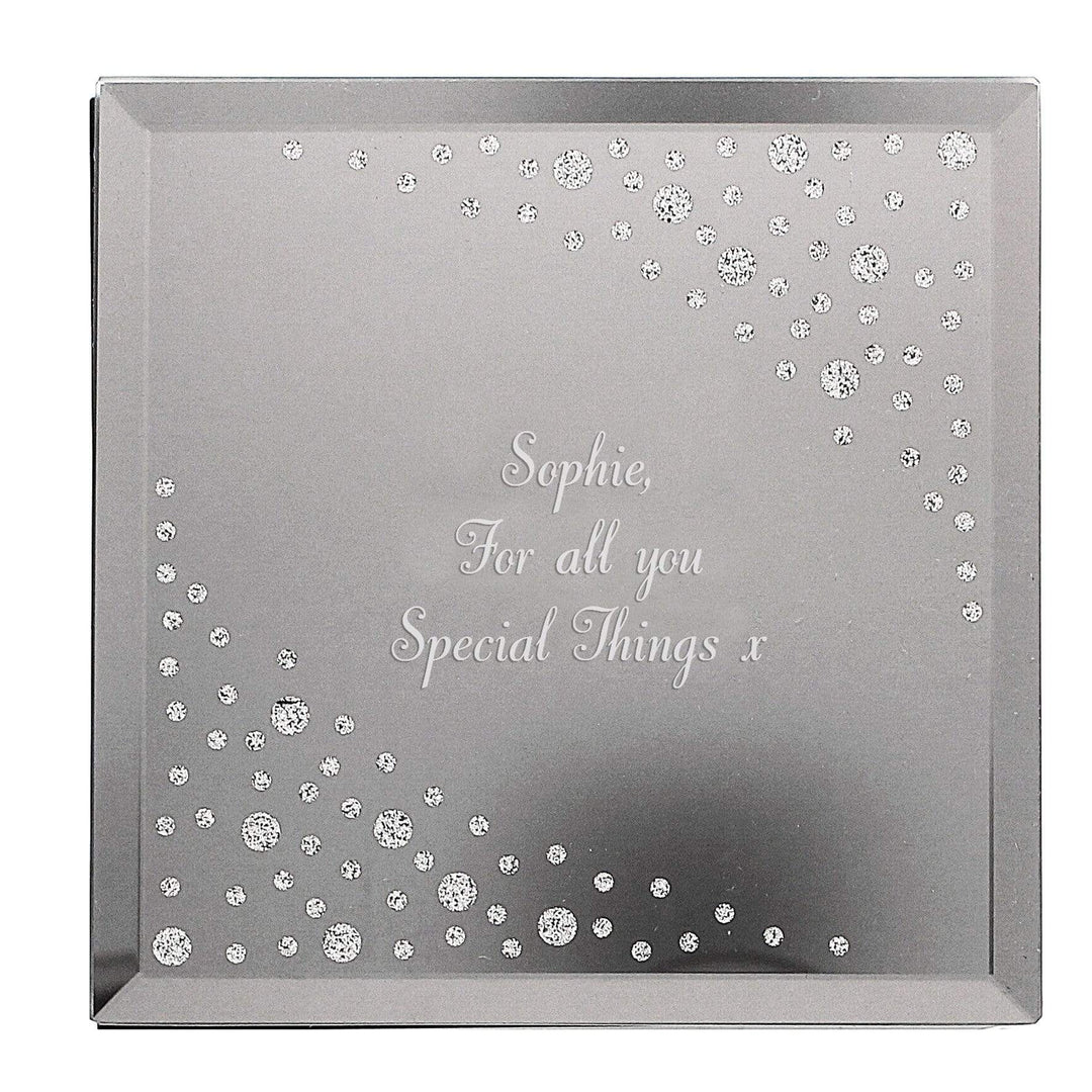Personalised Memento Trinket, Jewellery &amp; Keepsake Boxes Personalised Any Message Diamante Glass Trinket Box