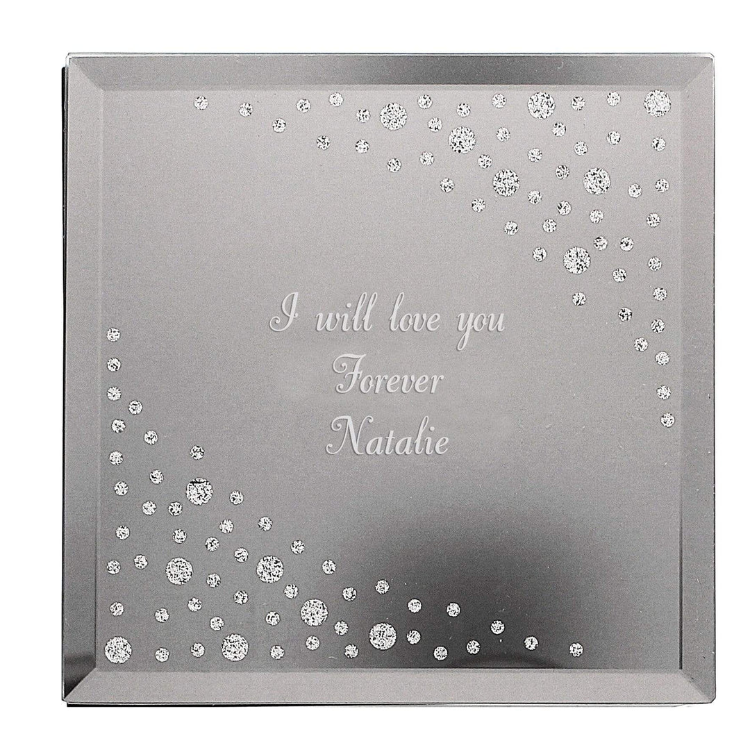Personalised Memento Trinket, Jewellery &amp; Keepsake Boxes Personalised Any Message Diamante Glass Trinket Box