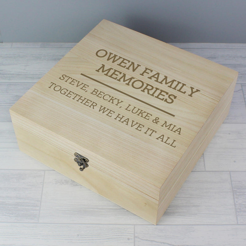 Personalised Memento Personalised Any Message Large Wooden Keepsake Box