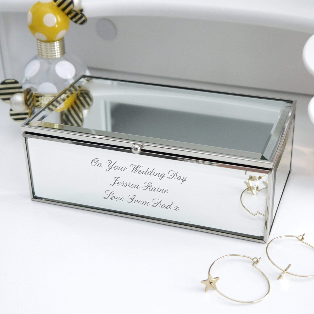 Personalised Memento Trinket, Jewellery & Keepsake Boxes Personalised Any Message Mirrored Jewellery Box