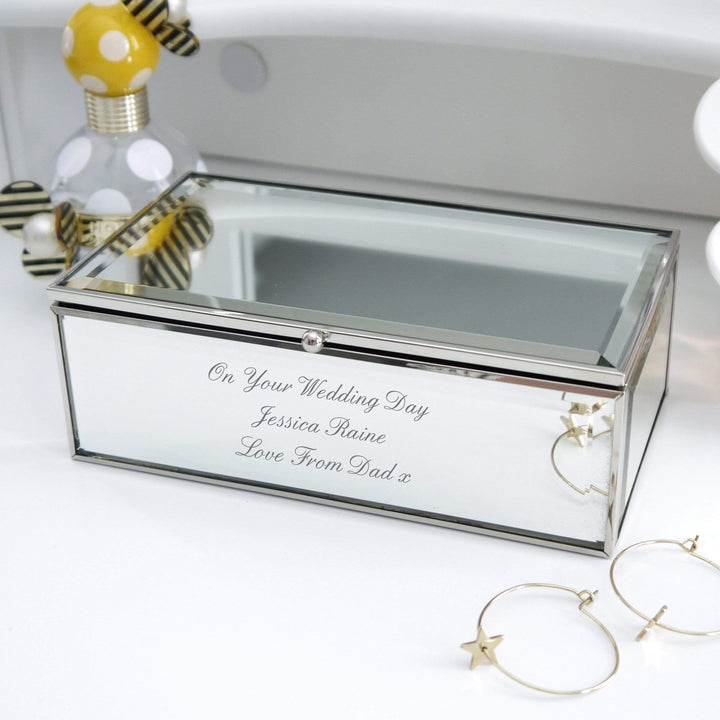 Personalised Memento Trinket, Jewellery &amp; Keepsake Boxes Personalised Any Message Mirrored Jewellery Box