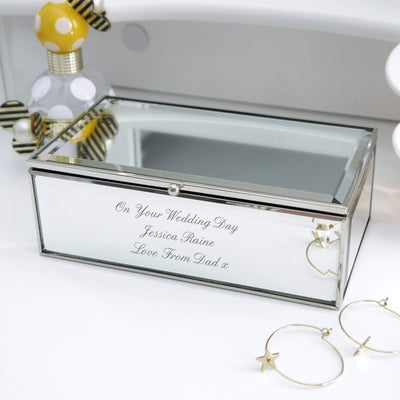 Personalised Memento Trinket, Jewellery & Keepsake Boxes Personalised Any Message Mirrored Jewellery Box